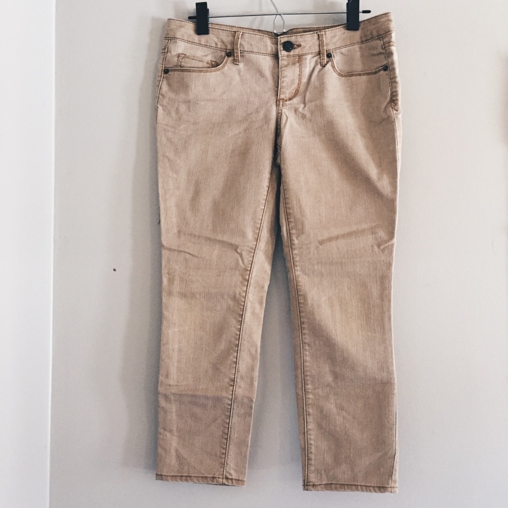 tan / khaki cropped ankle jeans pants 7 / 28/29